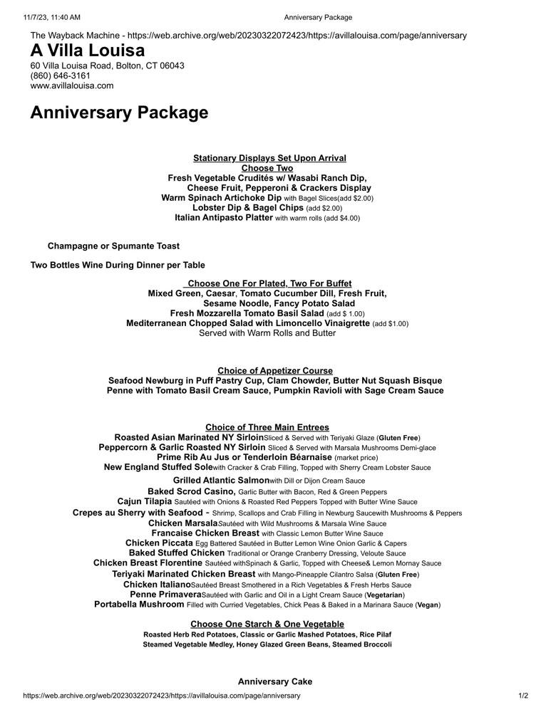 Anniversary Package